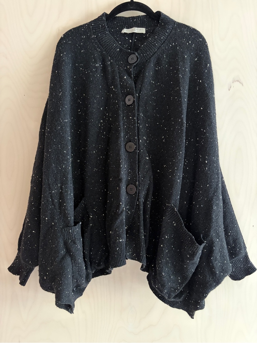 Stella McCartney Black Speckled Button-Front Cardigan